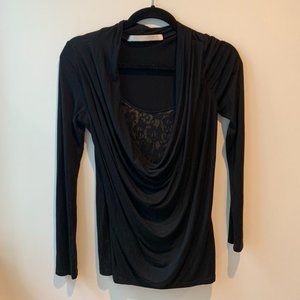 Lola & Sophie Black Draping Neck Top